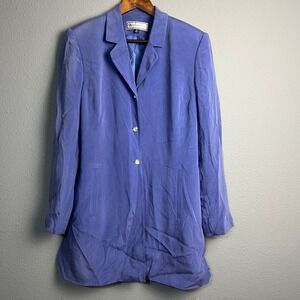 Travis Ayers Silk Blend Blazer Jacket Size 14 Purple‎ Rhinestone Button Career